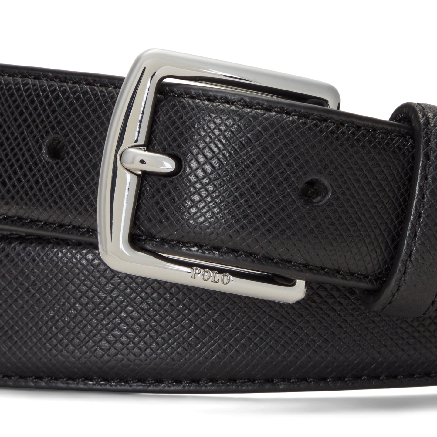 Мужской ремень Ralph Lauren Saffiano Leather, цвет: Чёрный — фото 1