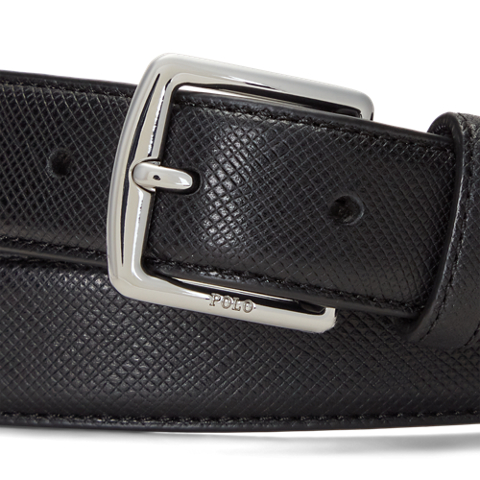 Мужской ремень Ralph Lauren Saffiano Leather, цвет: Чёрный