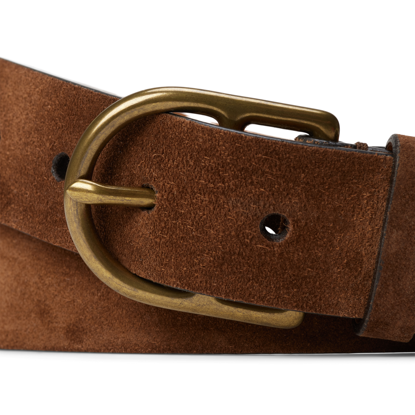 Мужской ремень Ralph Lauren Calf-Suede Dress Belt, цвет: Тёмный коричневый — фото 1