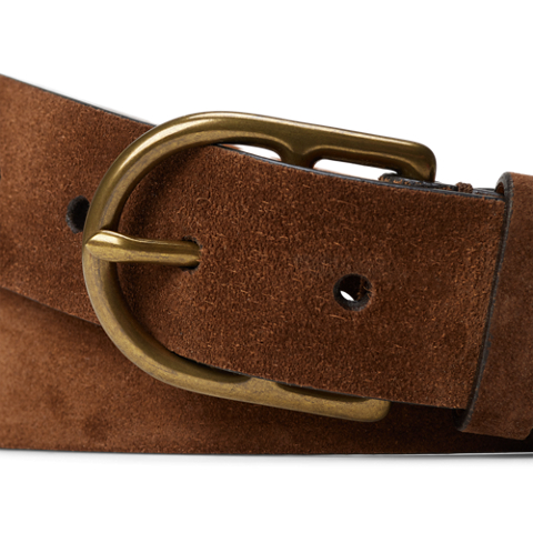 Мужской ремень Ralph Lauren Calf-Suede Dress Belt, цвет: Тёмный коричневый