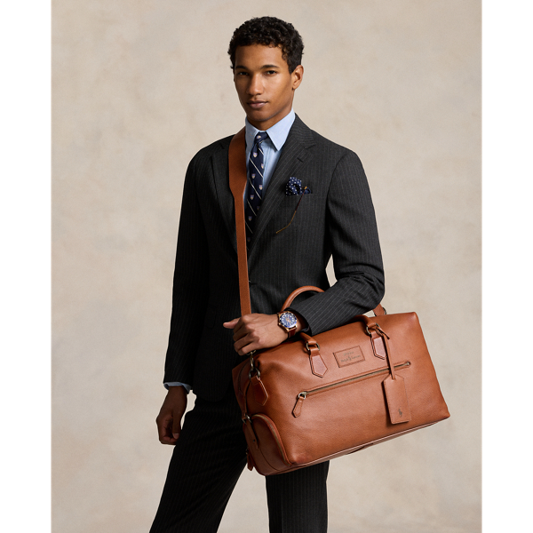 Saddle Pebbled Leather Duffel Polo Ralph Lauren 8