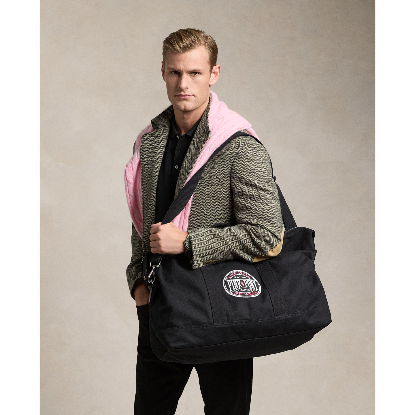 Мужская сумка Ralph Lauren Pink Pony Canvas Duffel, цвет: Чёрный — фото 6
