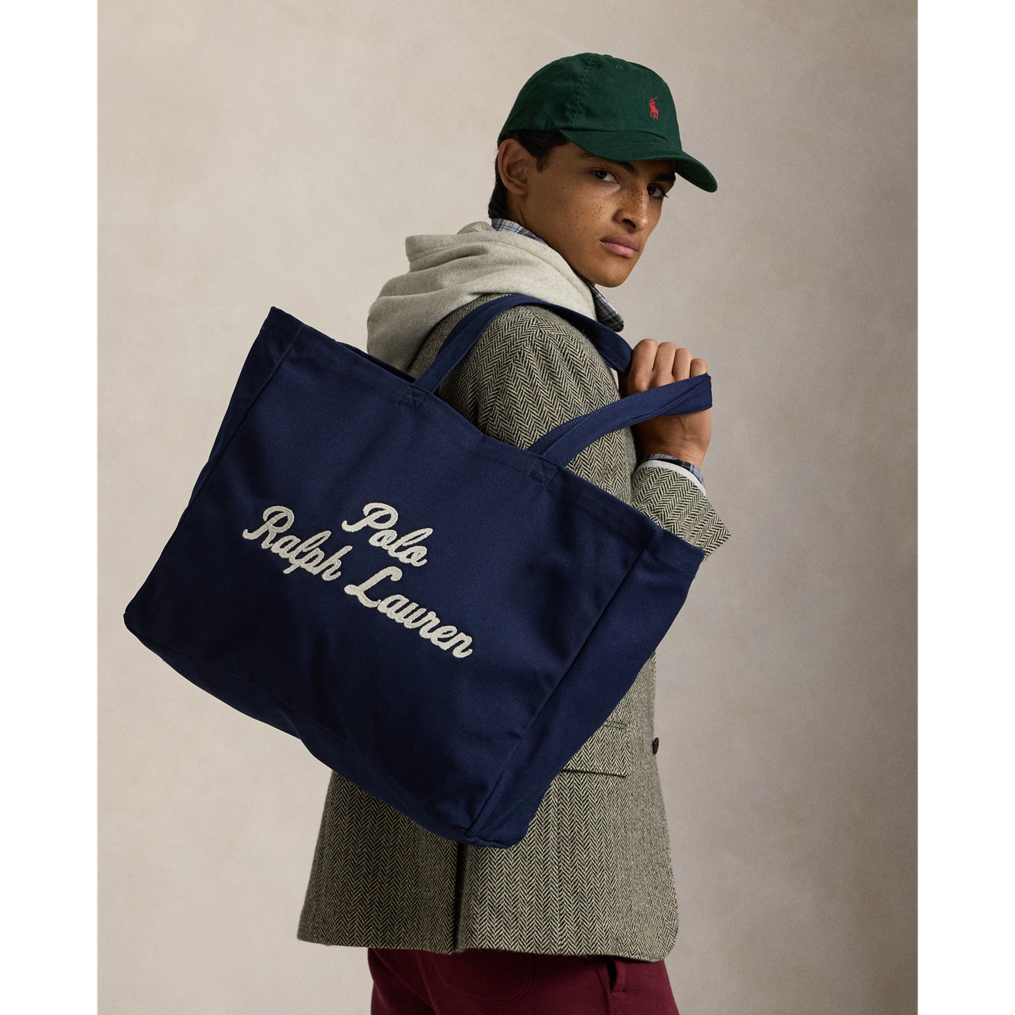 Мужская сумка Ralph Lauren Embroidered Canvas Tote, цвет: Тёмно-синий — фото 6