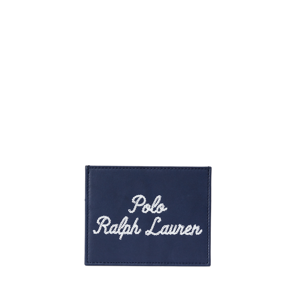 Embroidered Leather Card Case for Men Ralph Lauren UK