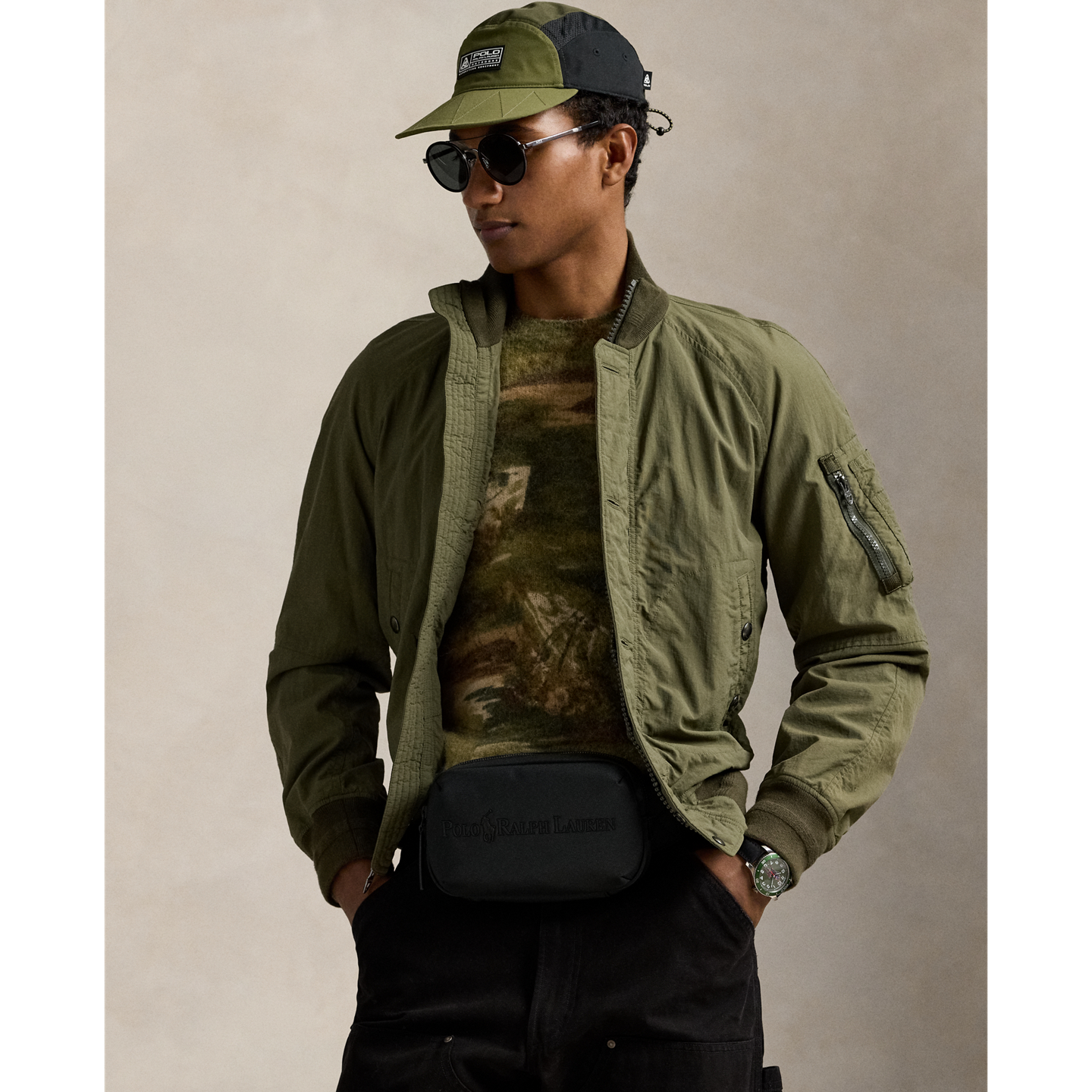 Мужская поясная сумка Ralph Lauren с логотипом в тон, цвет: Чёрный — фото 5