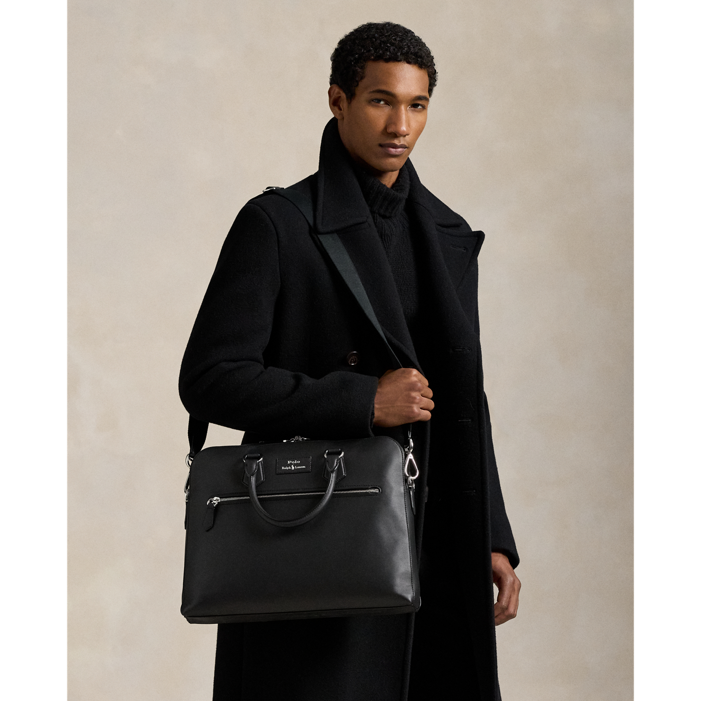 Мужская сумка Ralph Lauren Smooth Leather Commuter, цвет: Чёрный — фото 5