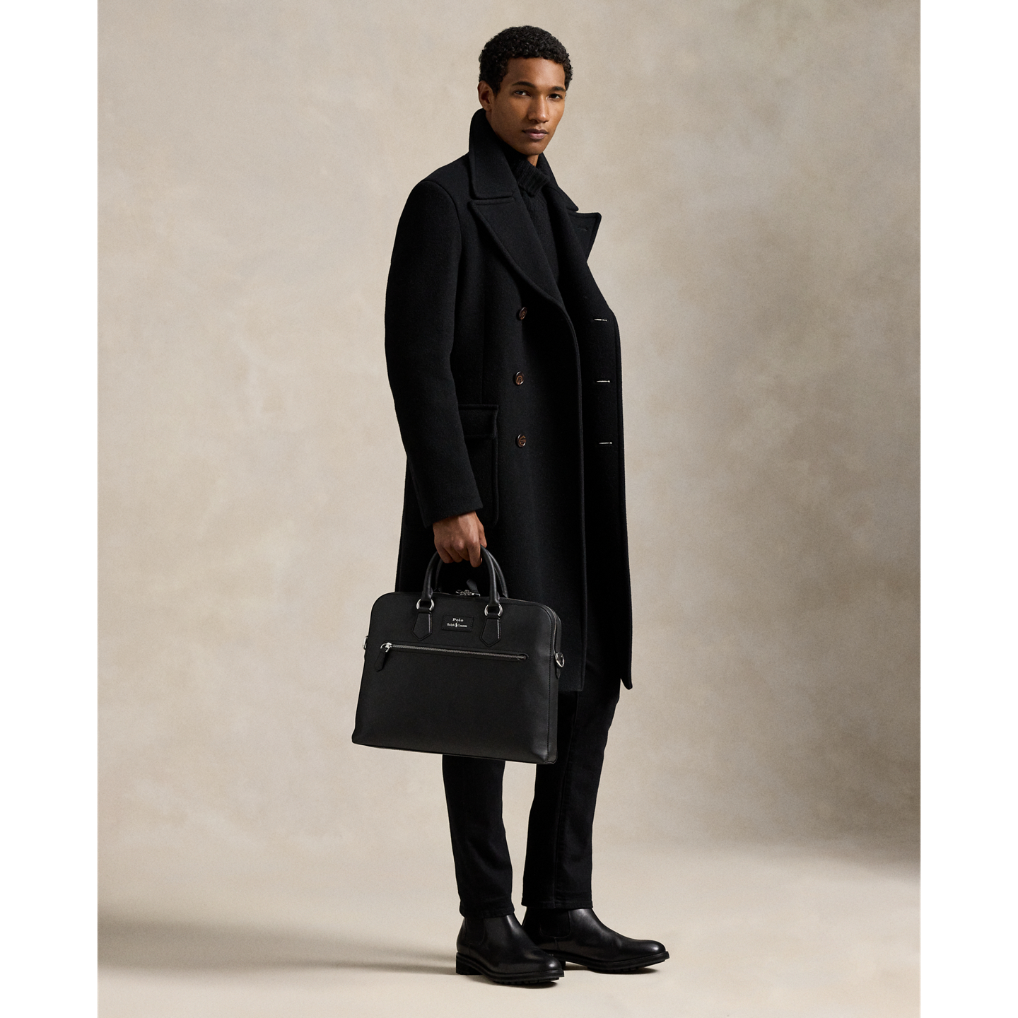 Мужская сумка Ralph Lauren Smooth Leather Commuter, цвет: Чёрный — фото 6