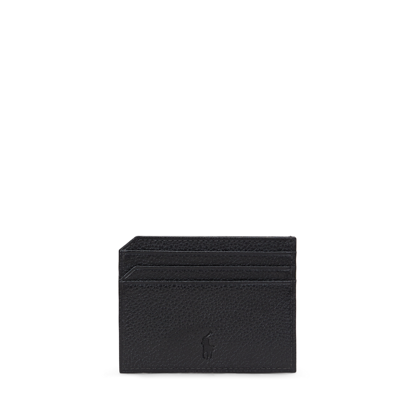 Мужской кошелёк Ralph Lauren Pebbled Leather Card Case, цвет: Чёрный — фото 1