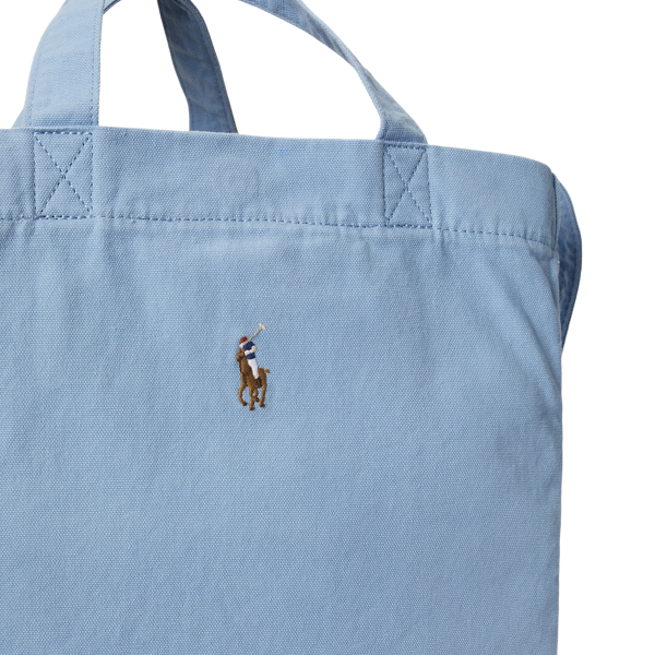 Chambray Blue Canvas Shopper Tote Bag Polo Ralph Lauren 6