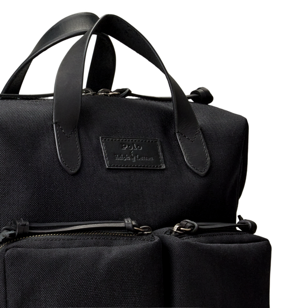 Leather-Trim Convertible Backpack-Tote