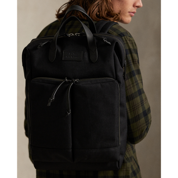 Leather-Trim Convertible Backpack-Tote