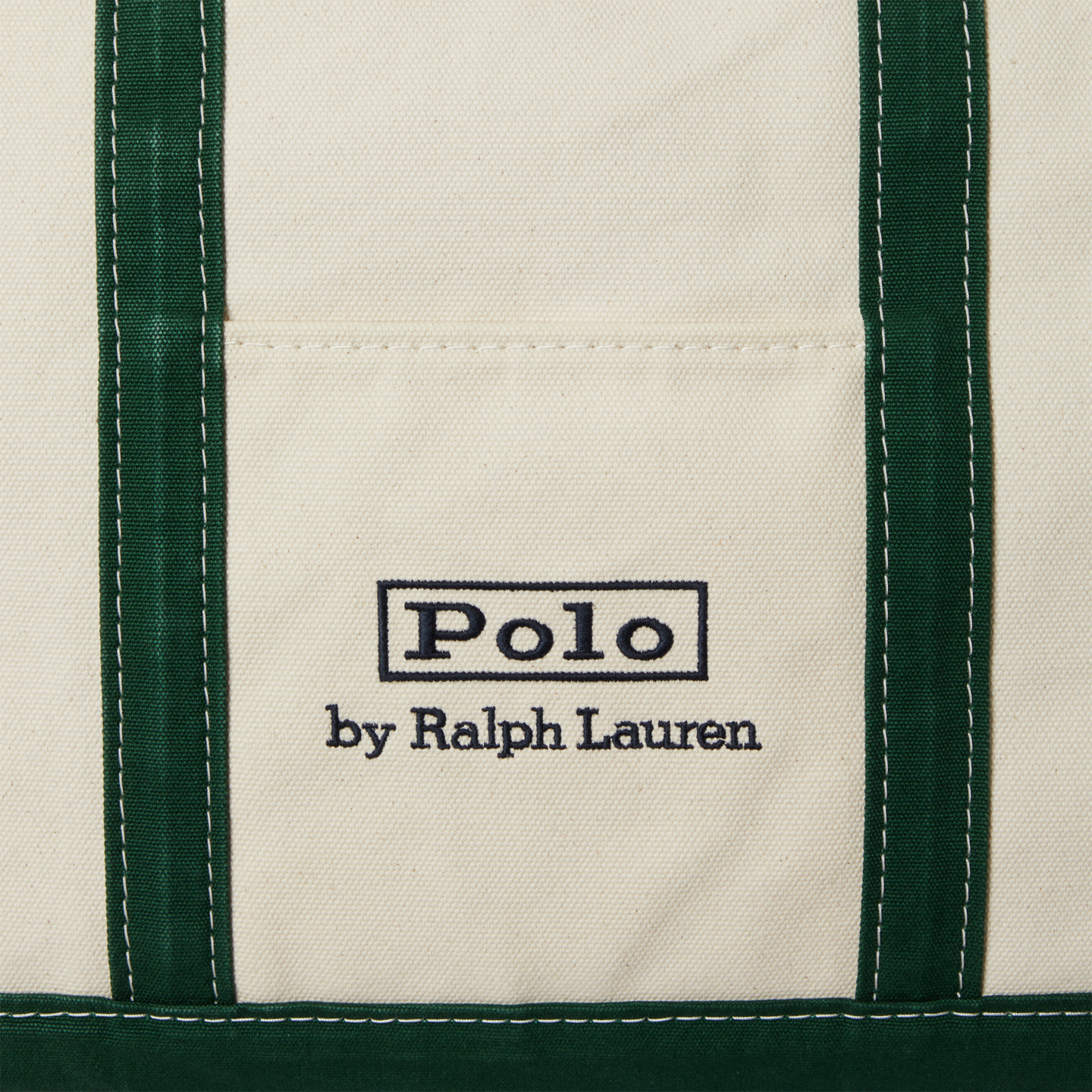 Мужская сумка Ralph Lauren Logo Canvas Medium Tote, цвет: Кремовый / Зелёный — фото 4