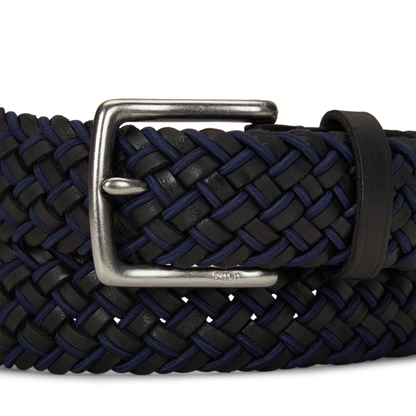 Leather & Braided Cord Woven Belt