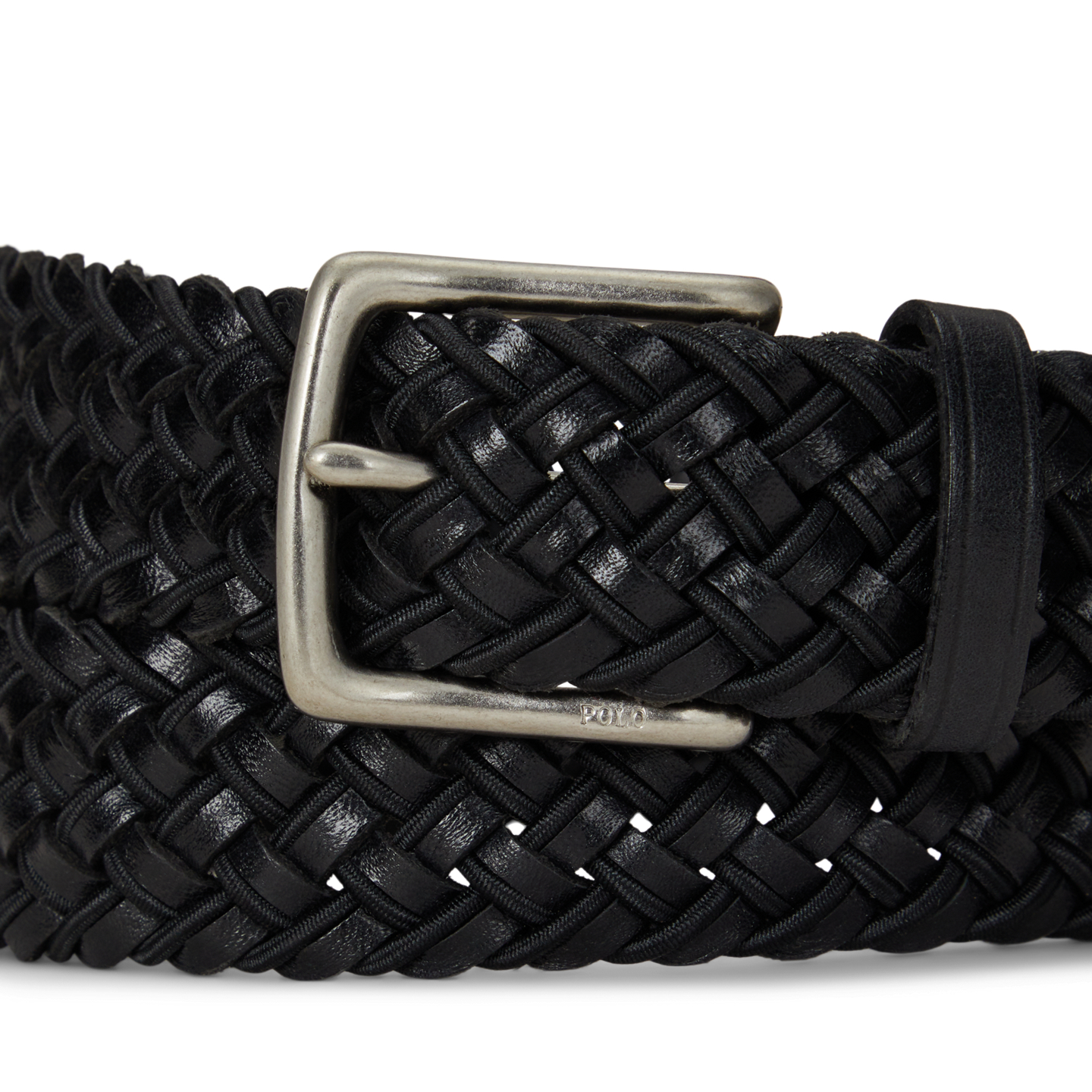 Мужской ремень Ralph Lauren Leather & Braided Cord Woven, цвет: Чёрный — фото 1