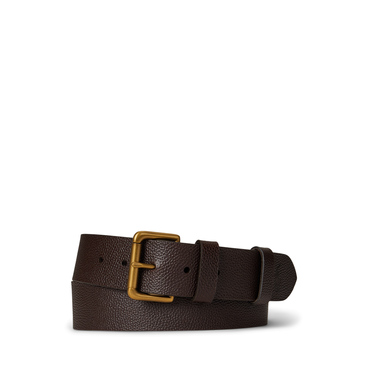 Мужской ремень Ralph Lauren Pebbled Leather Roller-Buckle, цвет: Коричневый — фото 2