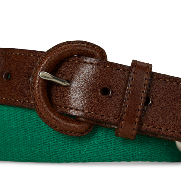 Webbed Cotton & Leather Belt