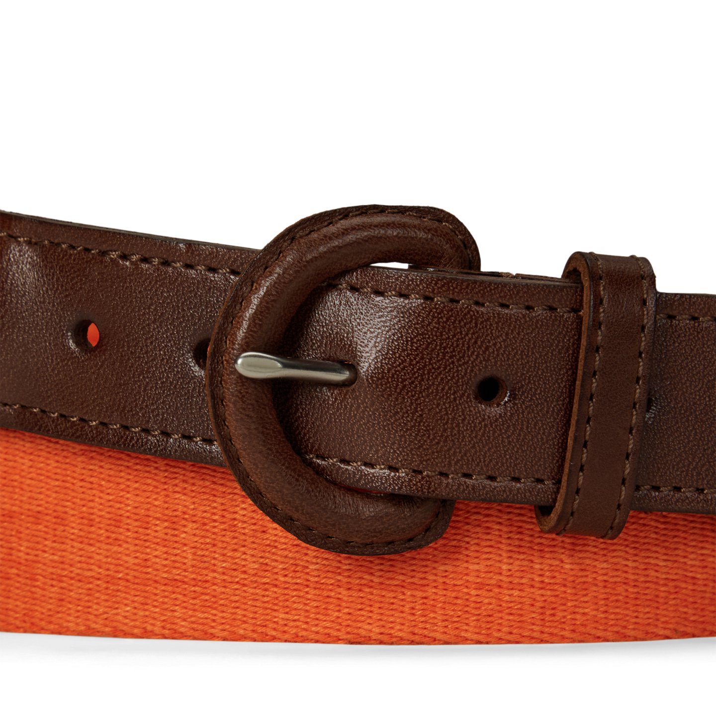 Мужской ремень Ralph Lauren Webbed Cotton & Leather, цвет: Оранжевый — фото 1