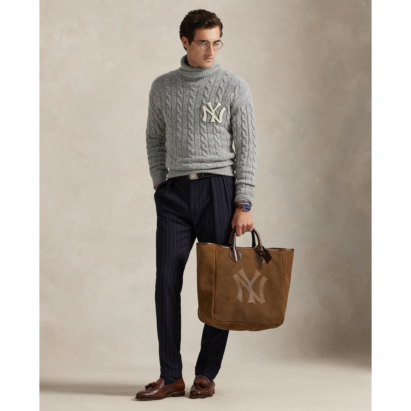 Мужские сумки Polo Ralph Lauren Yankees Suede Tote, цвет: Коричневый — фото 5
