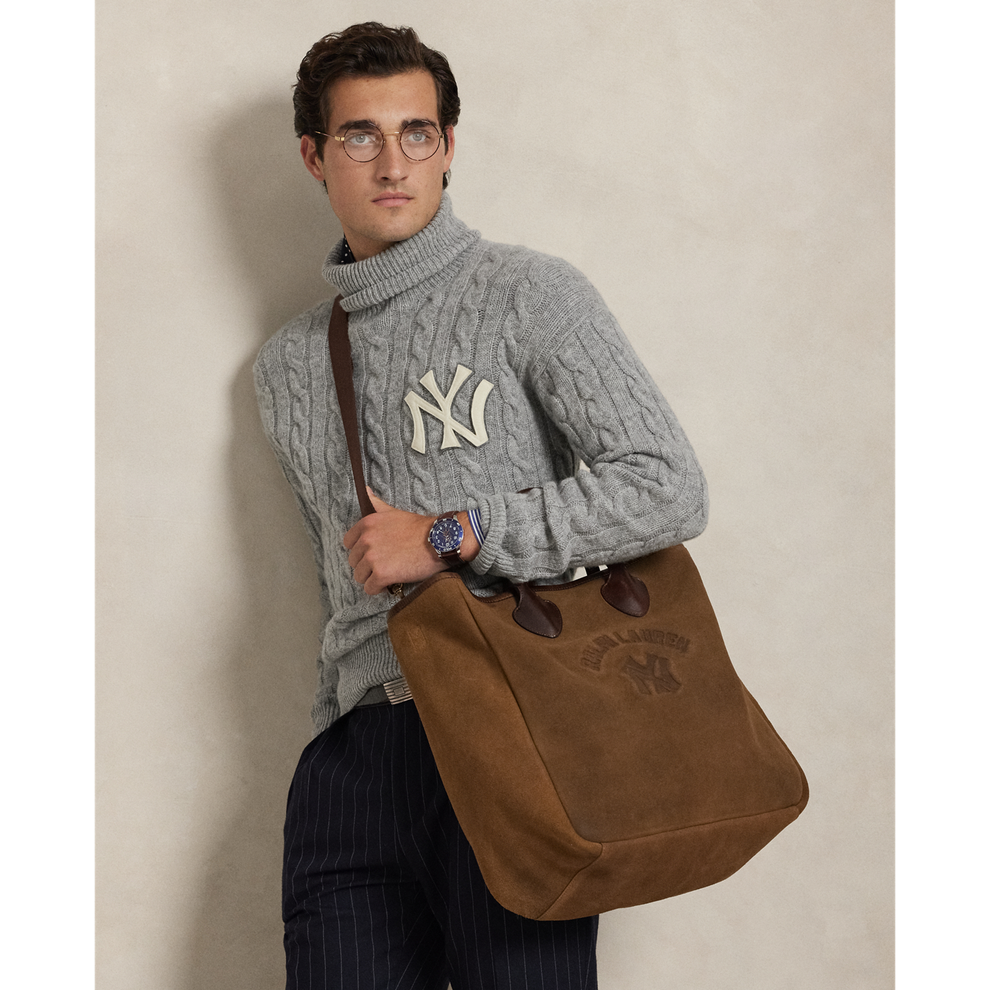Мужские сумки Polo Ralph Lauren Yankees Suede Tote, цвет: Коричневый — фото 6
