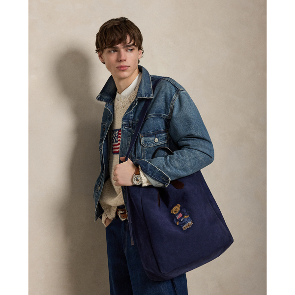 Newport Navy Polo Bear Roughout Suede Tote Polo Ralph Lauren 6