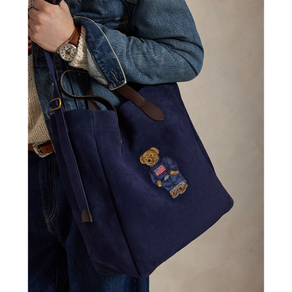 Newport Navy Polo Bear Roughout Suede Tote Polo Ralph Lauren 7