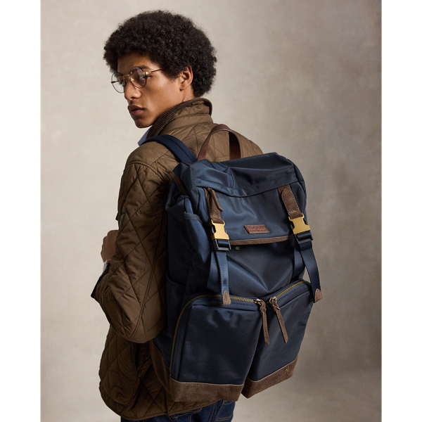 Suede-Trim Backpack