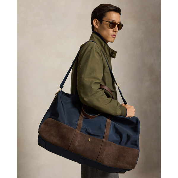 Suede-Trim Duffel Bag