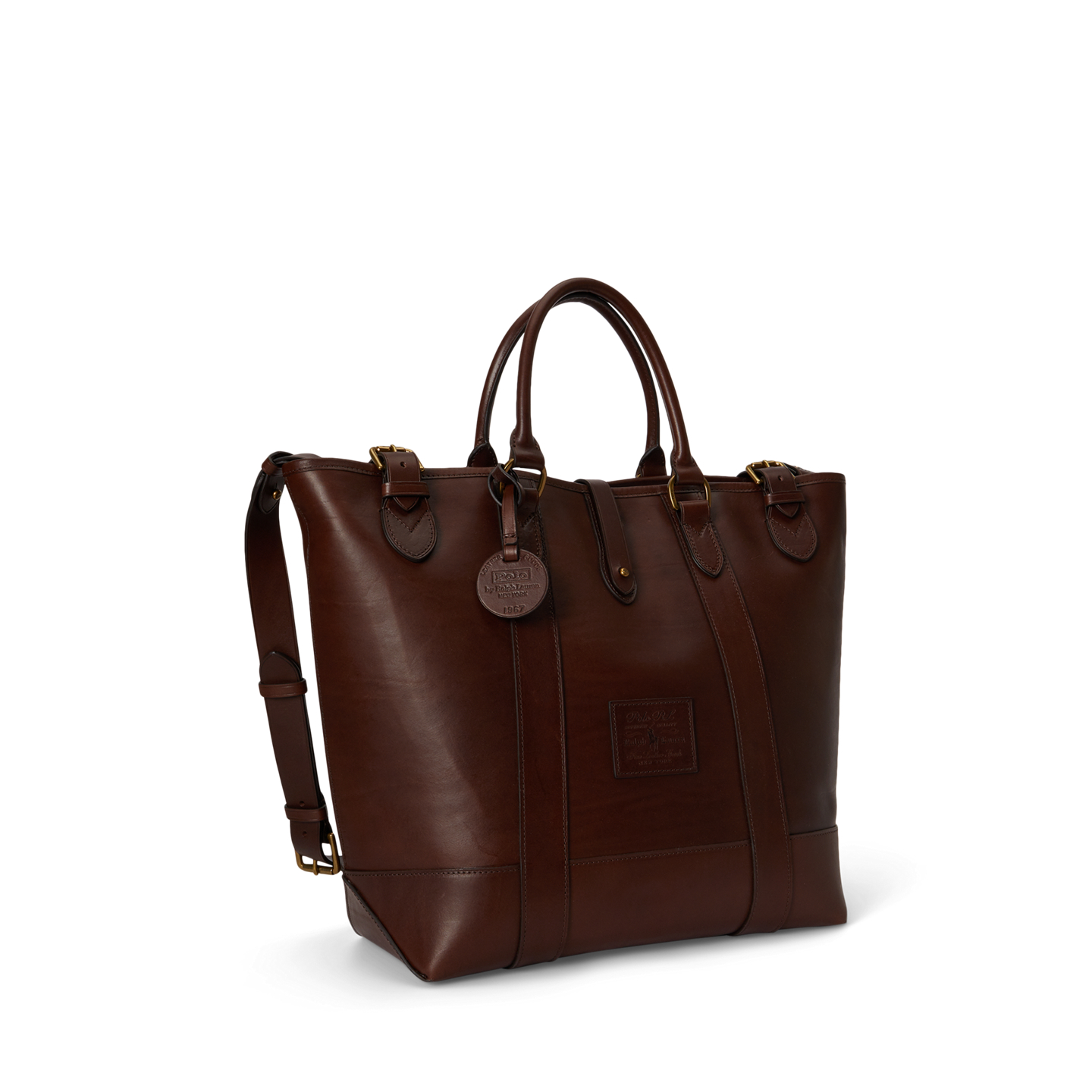 Мужская сумка Ralph Lauren Heritage Leather Medium Tote, цвет: Коричневый — фото 1
