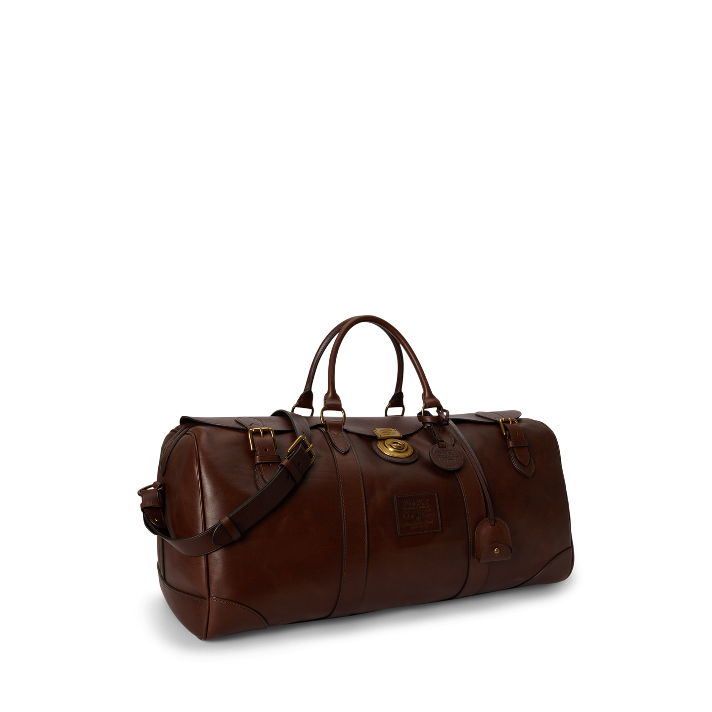 Мужская сумка Ralph Lauren Heritage Lock Leather Large Duffel, цвет: Коричневый — фото 1