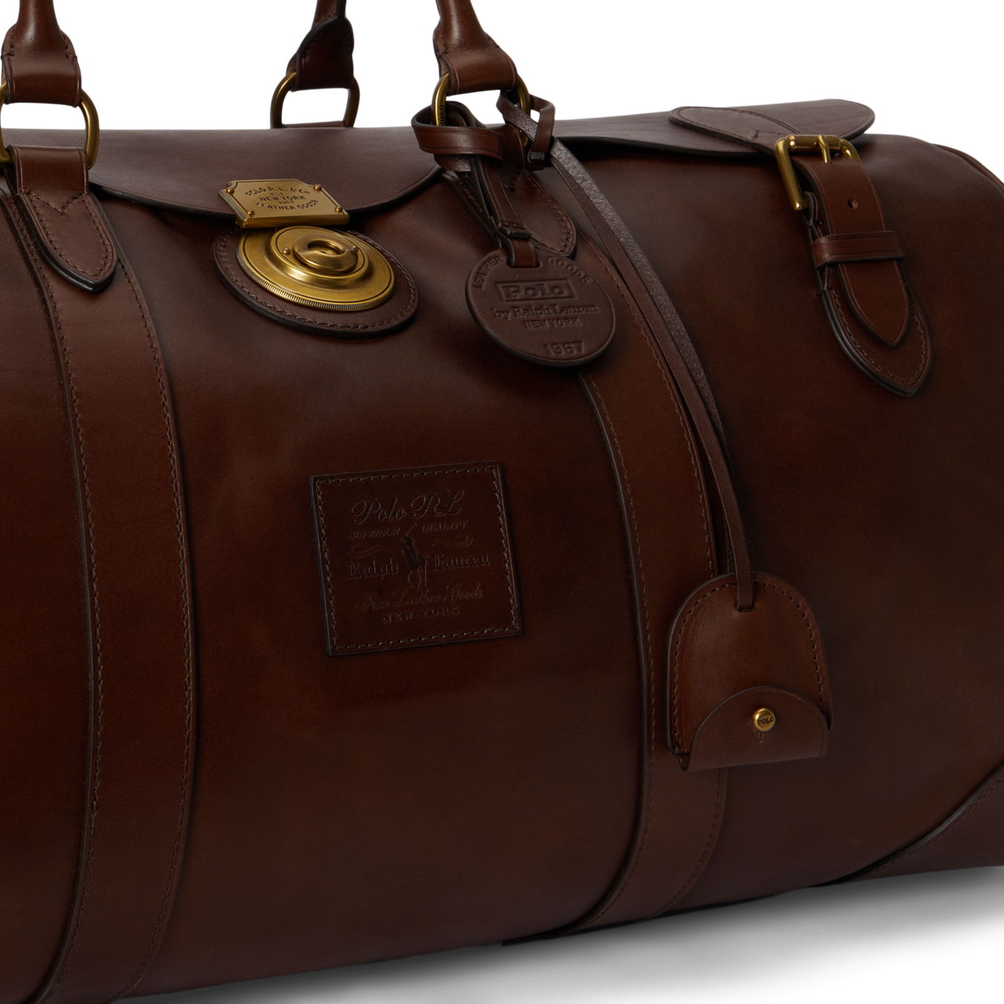 Мужская сумка Ralph Lauren Heritage Lock Leather Large Duffel, цвет: Коричневый — фото 4