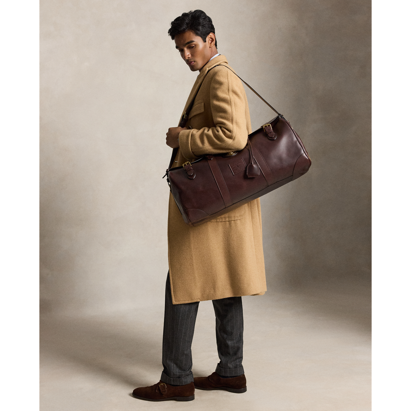 Мужская сумка Ralph Lauren Heritage Lock Leather Large Duffel, цвет: Коричневый — фото 5