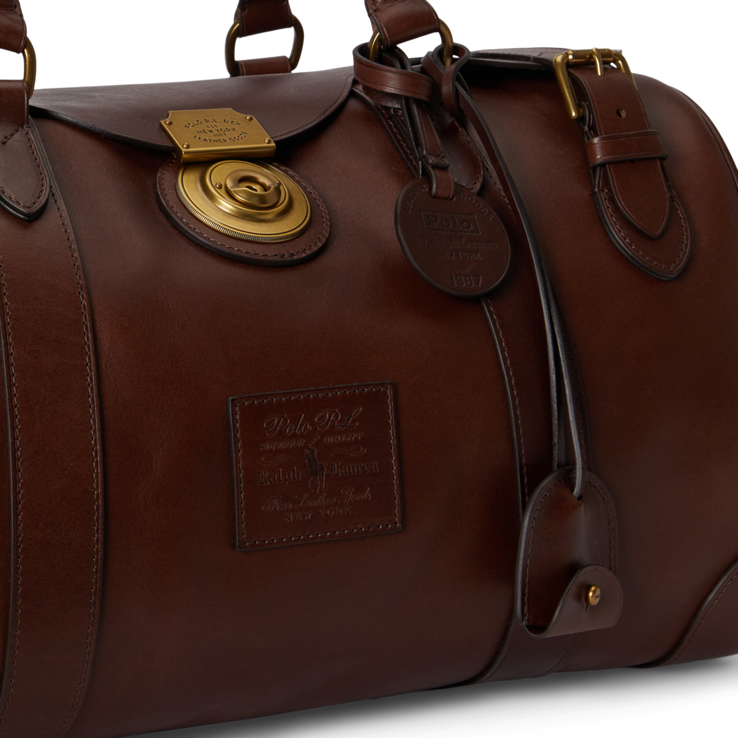 Мужская сумка Ralph Lauren Heritage Lock Leather Small Duffel, цвет: Коричневый — фото 3