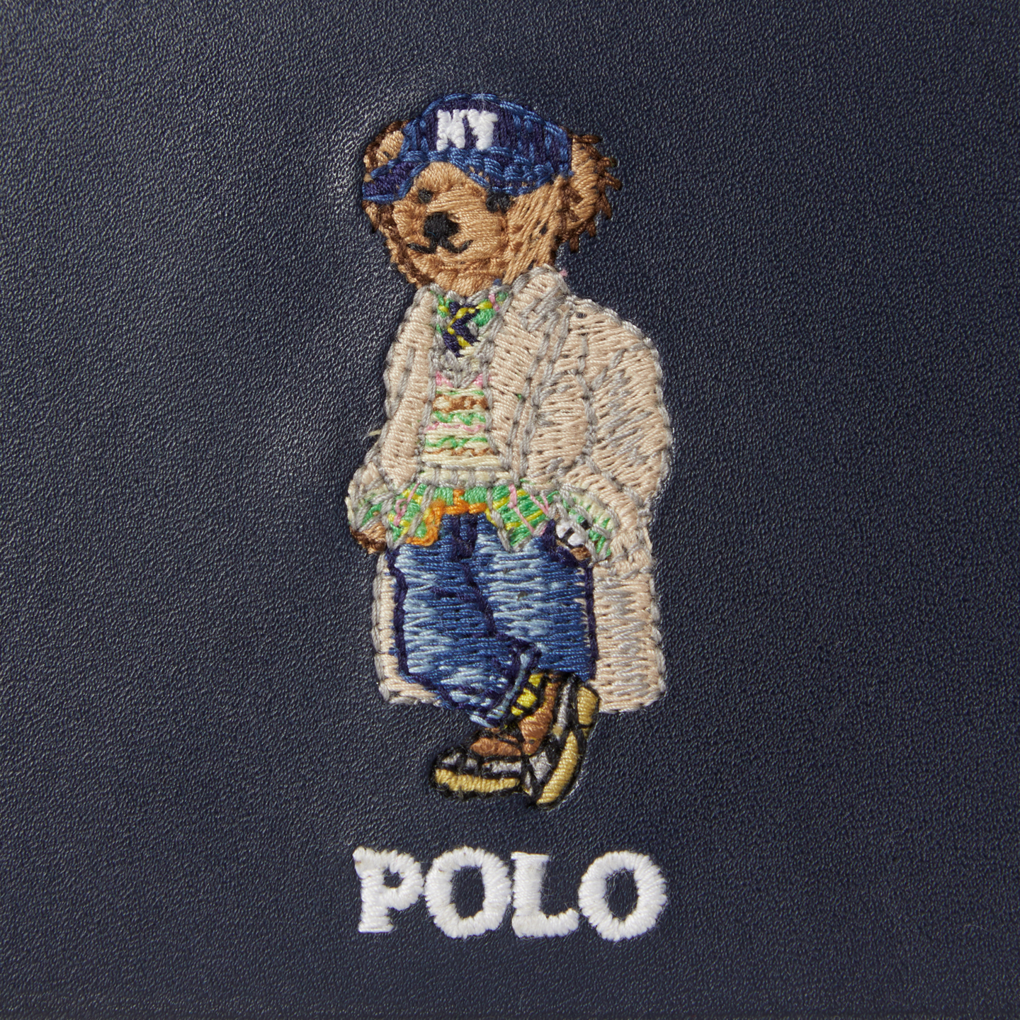 Мужской кошелёк Ralph Lauren Polo Bear Leather Card Case, цвет: Тёмно-синий — фото 2