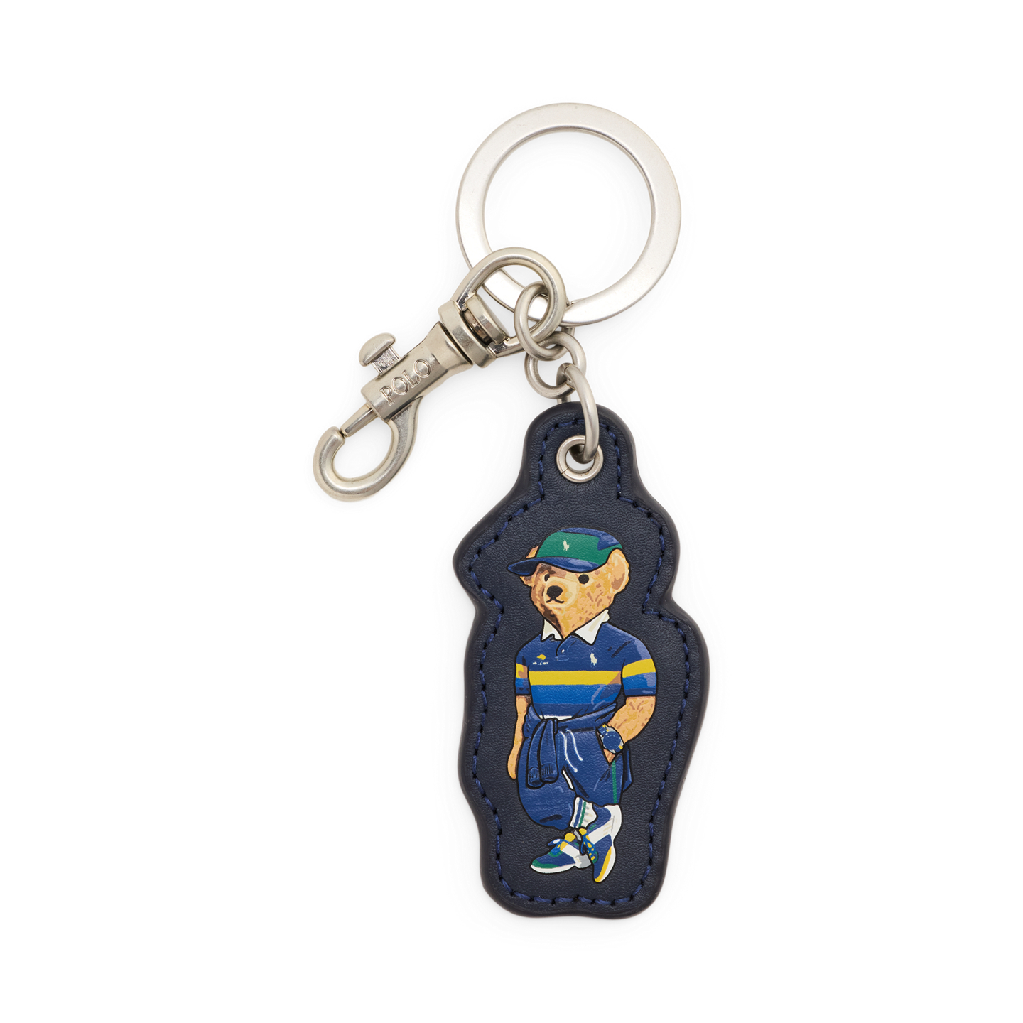 Мужской брелок Ralph Lauren US Open Polo Bear Leather Key Fob, цвет: Тёмно-синий — фото 2