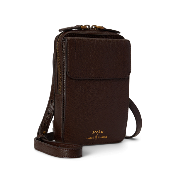 Pebbled Leather Crossbody Phone Pouch