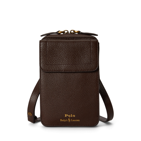 Pebbled Leather Crossbody Phone Pouch