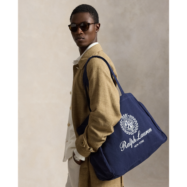 Canvas draagtas met geborduurd embleem Polo Ralph Lauren in Newport navy 6
