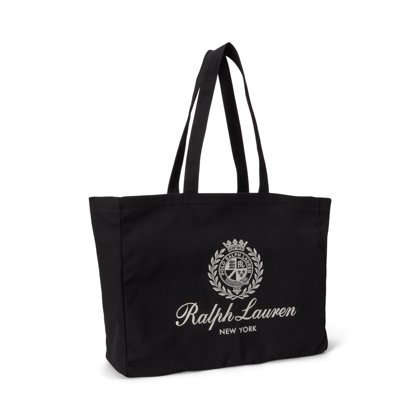 Мужская сумка Ralph Lauren Crest-Embroidered Canvas Tote, цвет: Чёрный — фото 1