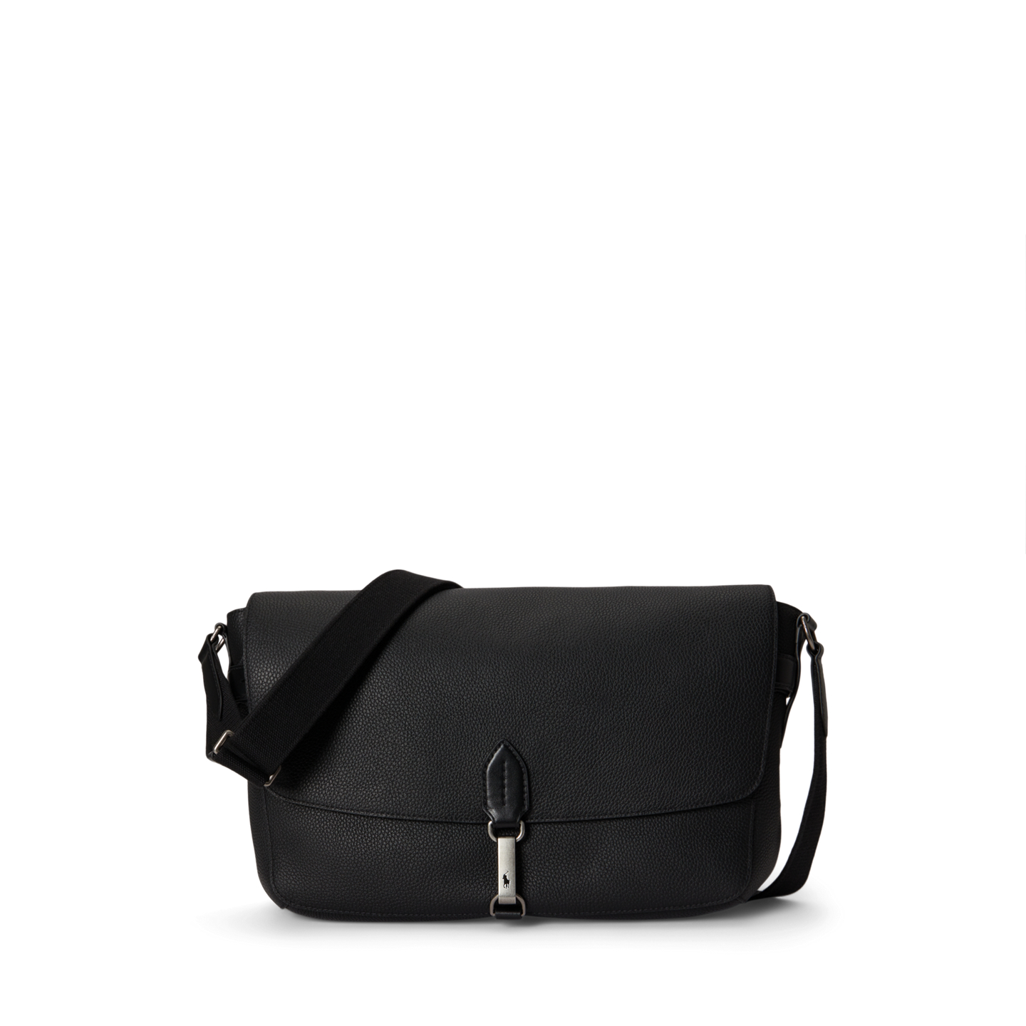 Мужская сумка Ralph Lauren Polo ID Pebbled Leather Messenger, цвет: Чёрный — фото 5