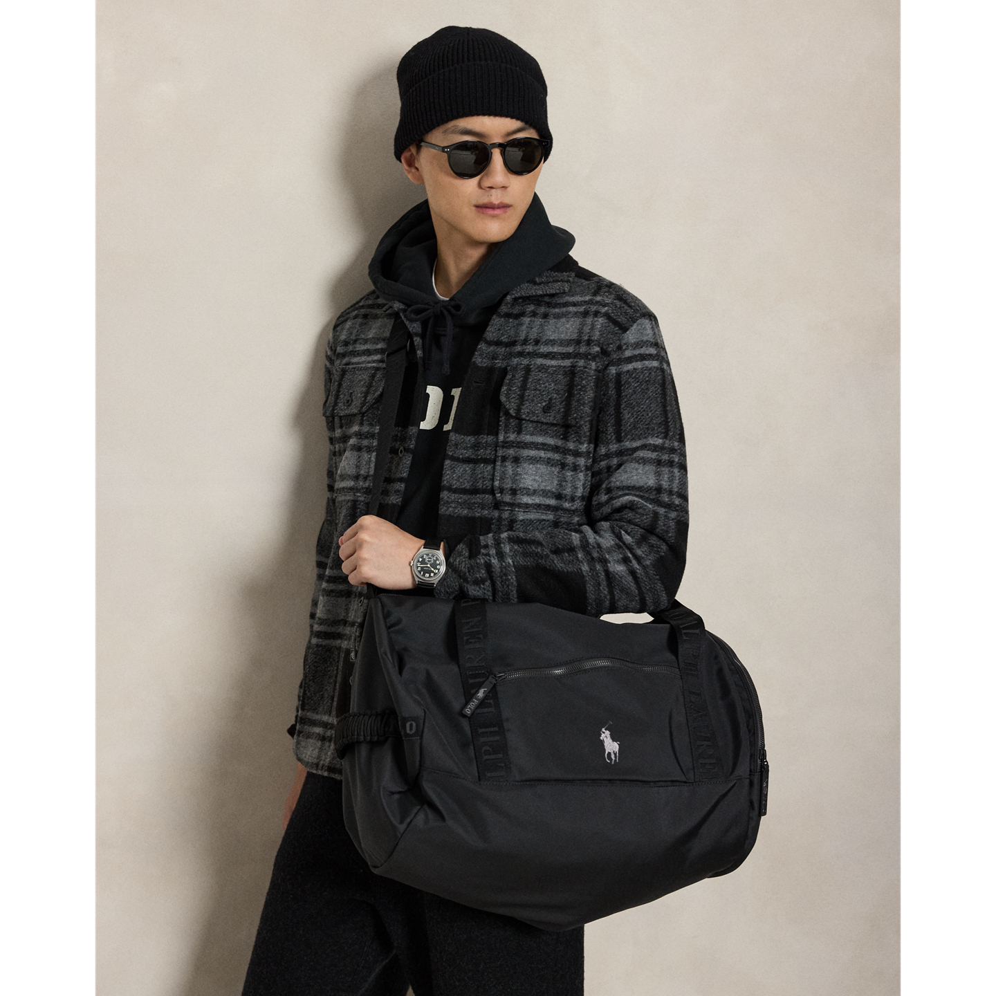 Мужская сумка Ralph Lauren Logo-Trim Duffel, цвет: Чёрный — фото 6