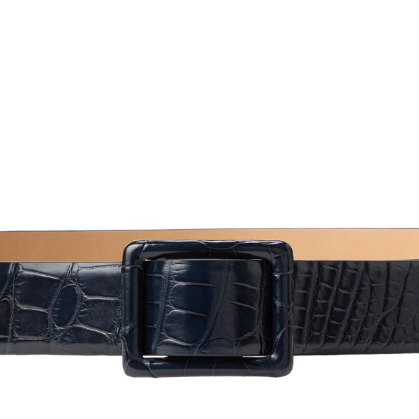 Alligatorleder-G&uuml;rtel mit Schnalle Ralph Lauren Collection in Marine-Navy 2