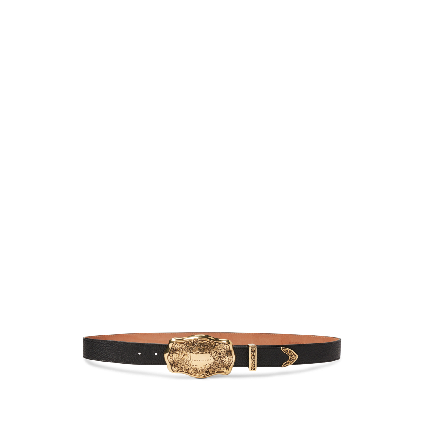 Женский ремень Ralph Lauren Tooled-Buckle Pebbled Calfskin, цвет: Чёрный — фото 3