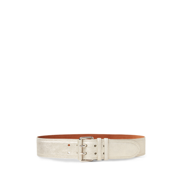 Metallic Calf-Suede Double-Prong Belt