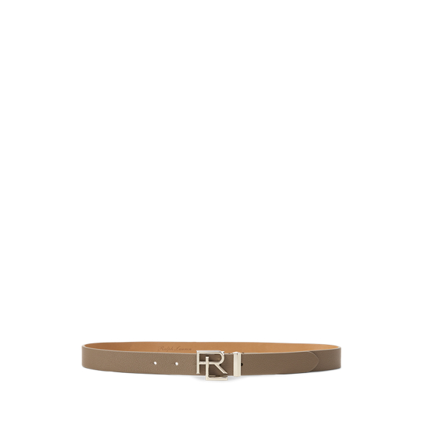 Dark Taupe RL Pebbled Calfskin Skinny Belt Ralph Lauren Collection 1