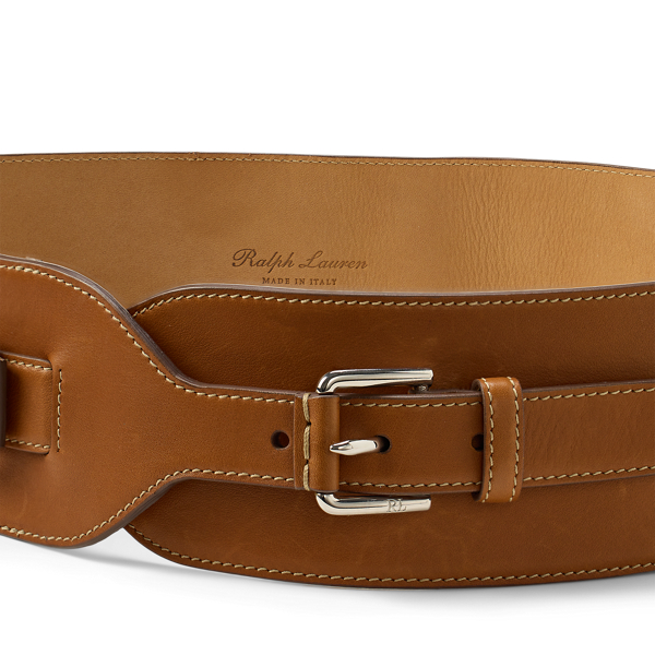 Double-Buckle Calfskin Wide Waist Belt