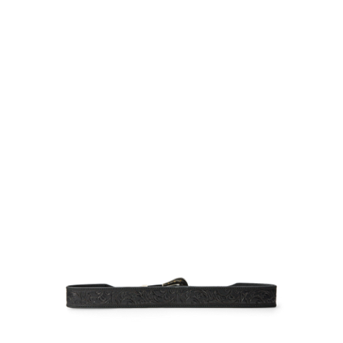 Женский ремень Ralph Lauren Tooled Vachetta Leather, цвет: Чёрный