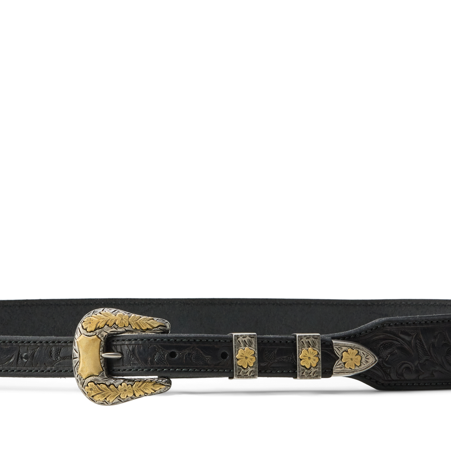 Женский ремень Ralph Lauren Tooled Vachetta Leather, цвет: Чёрный — фото 2