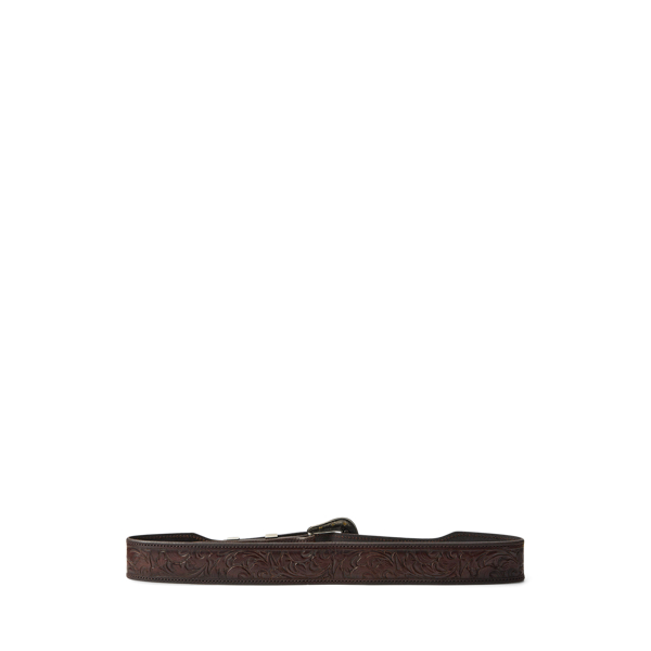 Luggage Brown Tooled Vachetta Leather Belt Ralph Lauren Collection 2