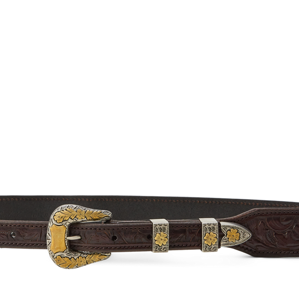 Luggage Brown Tooled Vachetta Leather Belt Ralph Lauren Collection 3