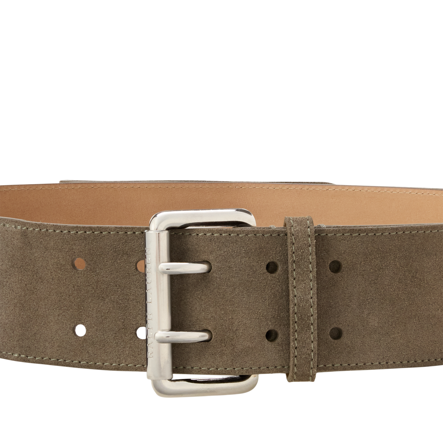 Женский ремень Ralph Lauren Calf-Suede Double-Prong Long, цвет: Тёмный серо-коричневый — фото 1